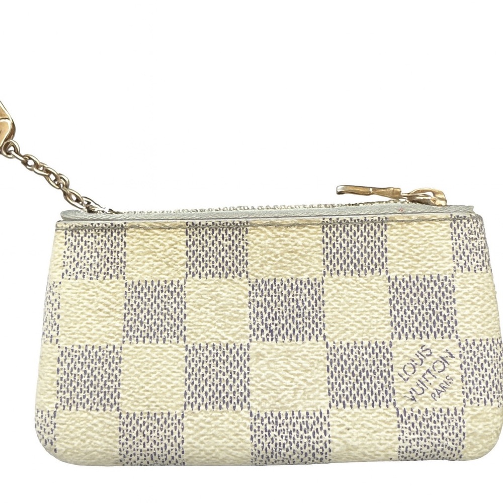 Louis Vuitton Mini Pochette Damier Azur Wristlet Clutch Canvas Authentic LV Bag